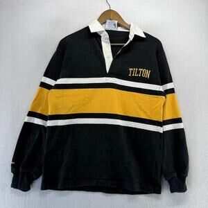 Vintage Tilton Rugby Shirt Men's Small Black Yellow Thick Barbarian Heavyweight